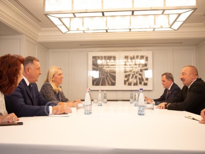DODIK I CVIJANOVIĆ SA PREDSJEDNIKOM AZERBEJDŽANA: Razgovor o ulaganjima u Srpsku