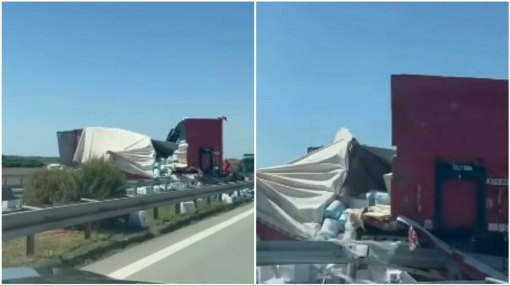 НЕСРЕЋА У СРБИЈИ:  Преврнуо се камион у судару
