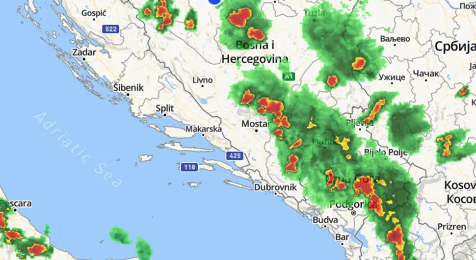SKORO CIJELA BiH NA UDARU: Pogledajte kako se kreću olujni oblaci