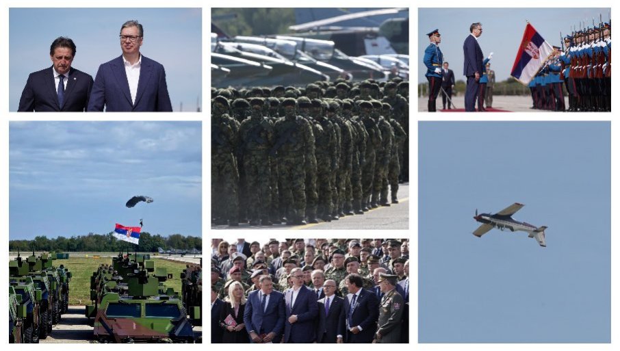 VOJSKA SRBIJE POKAZALA RESURSE: Vučić obišao vojnike i tehniku na aerodromu u Batajnici (VIDEO)