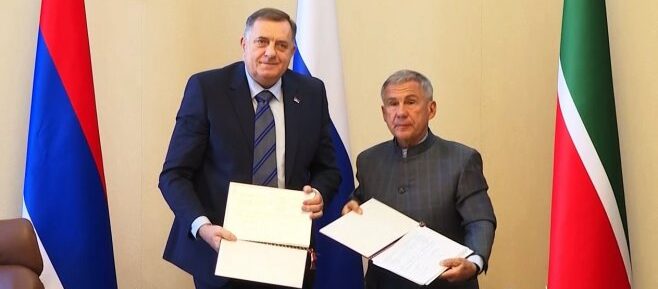 „BRIKS OMOGUĆAVA ZEMLJAMA DA SE UDRUŽUJU“: Dodik potpisao plan aktivnosti o saradnji Srpske i Tatarstana