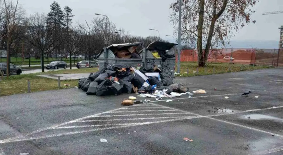 КОНТЕЈНЕРИ ПУНИ СМЕЋА, ШИРИ СЕ НЕСНОСАН СМРАД: На јавном бањалучком паркингу гомила се отпад