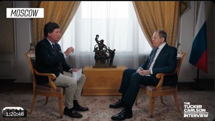 „RUSIJA ĆE UČINITI SVE DA ZAŠTITI SVOJE INTERESE“: Najvažnije poruke Lavrova iz intervjua Takeru Karlsonu (VIDEO)