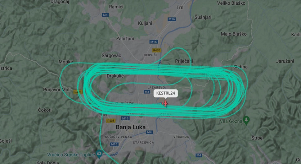 MISTERIOZNA LETJELICA SE VRATILA U SARAJEVO: Nepoznati avion preletio Banjaluku 29 puta, ovo je putanja