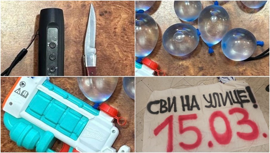 OPOZICIJA U SRBIJI BI PONOVO DA PRAVI HAOS: Na ulazu u skupštinu oduzeti nož, elektro-šoker, vodeni baloni… (FOTO)
