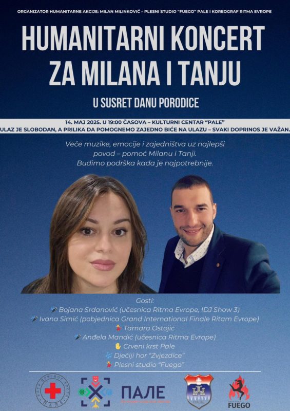 PODRŽIMO TANJU I MALANA NA PUTU KA OZDRAVLJENJU: 14. maja humanitarni koncert u Palama (FOTO)