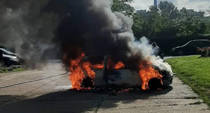 JEZIVA SCENA U KAMPUSU: Požar progutao automobil (FOTO)