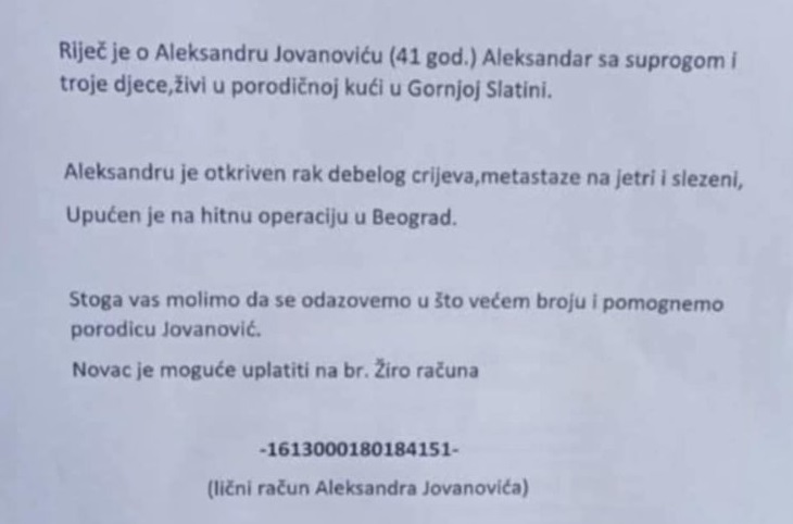 POZOVITE 1435: Pomozimo Aleksandru Jovanoviću (41) da ozdravi i zagrli svoju djecu