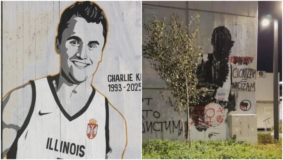 VANDALI OSKRNAVILI MURAL ČARLIJA KIRKA: Osvanula poruka – „Smrt NATO fašistima“ (FOTO)
