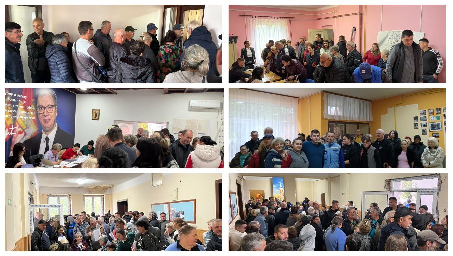 OKUPIO SE VELIKI BROJ GRAĐANA: Redovi za potpisivanje za listu Aleksandra Vučića u Sečnju (FOTO)