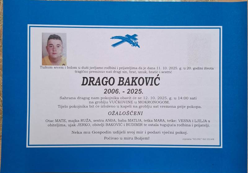 NIJE MU BILO SPASA: Ovo je mladić koji je jutros poginuo kod Tomislavgrada