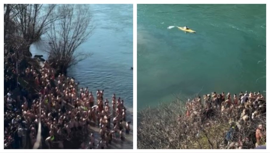 TRADICIJA ISPOŠTOVANA U CRNOJ GORI: Pogledajte kako je izgledalo plivanje za Časni krst u Podgorici (FOTO)