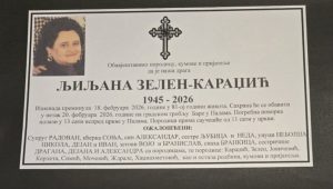 DANAS SAHRANA LJILJANE ZELEN KARADŽIĆ NA PALAMA: Porodica i prijatelji se opraštaju od supruge prvog predsjednika Srpske