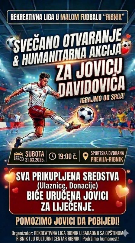 ПОМОЗИМО ЈОВИЦИ ДАВИДОВИЋУ: Хуманитарна акција и вече спорта у Рибнику (ФОТО)