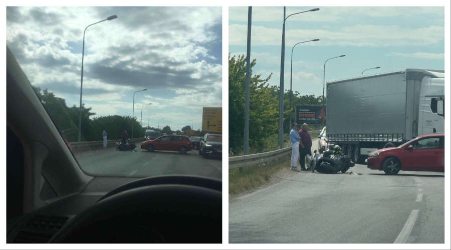 SUDAR AUTA I MOTOCIKLA KOD PRIJEDORSKE PETLJE: Stvorile se velike gužve