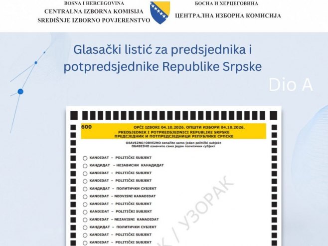 UMJESTO IKSA POPUNJAVATI KRUŽIĆ: CIK objavio izgled glasačkog listića (FOTO)
