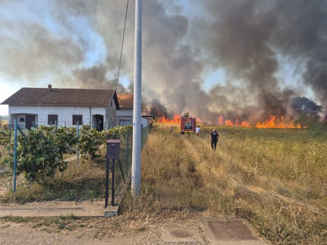 APOKALIPTIČNE SCENE U ALEKSANDROVCU: Izbio veliki požar, vatra nadomak kuća (VIDEO)