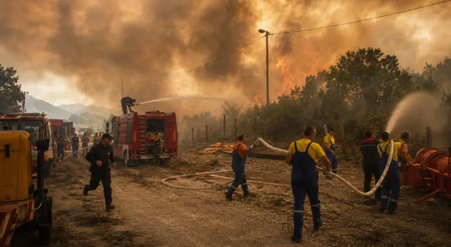 APOKALIPTIČNE SCENE KOD TREBINJA: Vatra ušla u krug preduzeća Hercegovina putevi (VIDEO)
