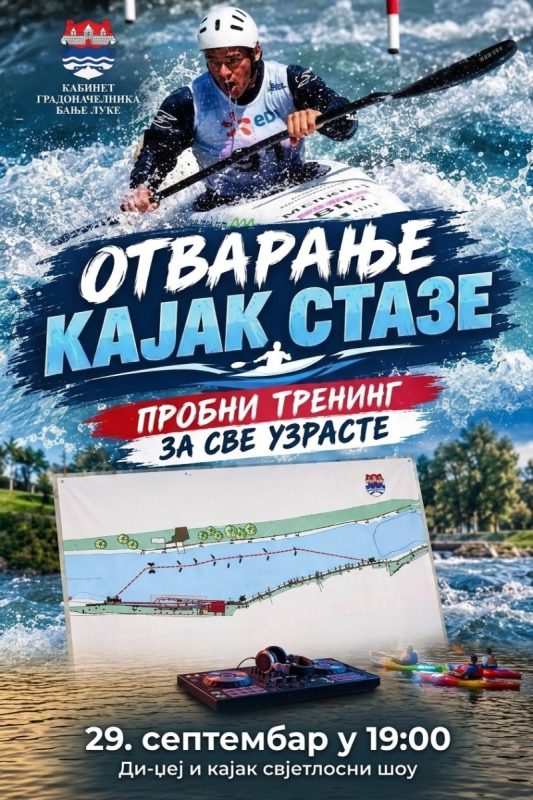 BANJALUKA DOBIJA NOVU KAJAK STAZU: Svečano otvaranje uz probne vožnje, muziku i svjetlosni spektakl